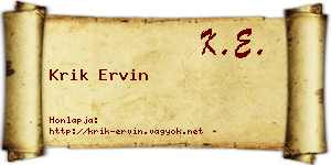 Krik Ervin névjegykártya